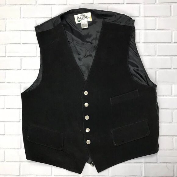 High Alpine Black Suede Snap Vest Size Medium - Picture 1 of 4